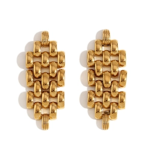 Chic 18K gold plated stainless steel earrings featuring a unique chain strap link design