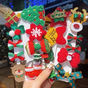 Kerst haaraccessoires set voor meisjes met feestelijke haarspeldjes en elastiekjes