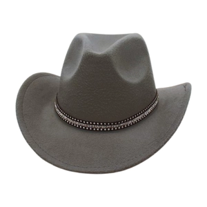 Gray vintage wool felt cowboy hat featuring sparkly rhinestone and silver stud hatband