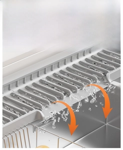 Kitchen sink silicone draining mat with sloped grooves for automatic water drainage
