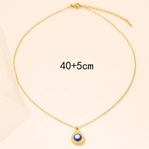 Gold evil eye water drop necklace in stainless steel with 40+5cm adjustable chain