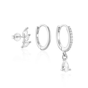 Macro detail of S925 hallmark on minimalist silver turquoise stud and hoop earring set