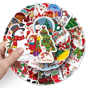 Pack of 50 colorful Christmas graffiti stickers featuring Santa and Snowman for decoration