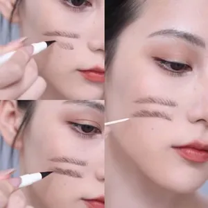 Brown liquid eyebrow pencil pen for realistic hair-like strokes and easy removal