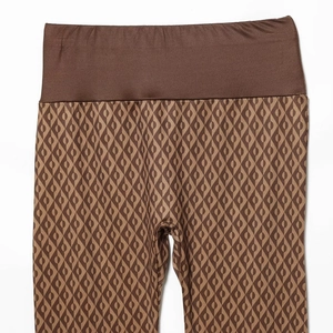 Leggings de ski thermiques pour femmes à taille haute et motif losange géométrique