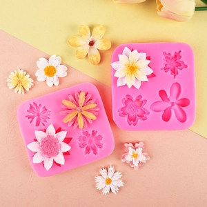 DIY sunflower and daisy silicone mold for resin and chocolate crafts with floral shapes
