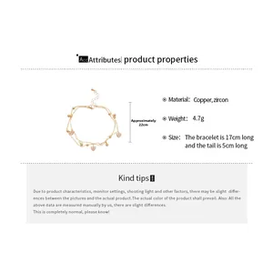 Detailed size specifications for the 18k gold plated double heart zircon bracelet