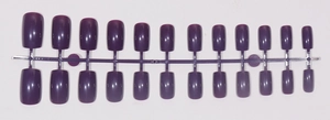 Glossy deep plum square press-on nails set with shiny UV top coat and smooth finish