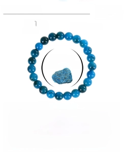 Detailed parameter table of 8mm blue apatite beaded bracelet with adjustable elastic cord