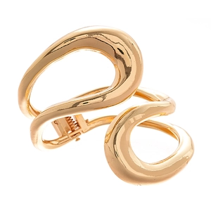 Bracciale rigido dorato minimalista con design geometrico irregolare e effetto metallo liquido