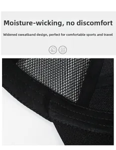 Detail of breathable mesh baseball cap showing the widened moisture-wicking inner sweatband
