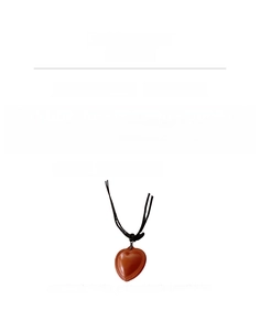 Detail of red faux leather heart pendant necklace with dimensions and 10.7g weight