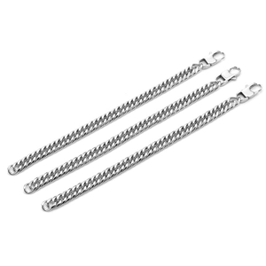 Bracciali a catena cubana in acciaio inossidabile argento lucido da uomo con moschettone