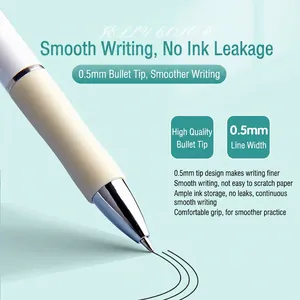 0.5mm bullet tip neutral gel pen with Morandi cream white barrel and soft rubber grip