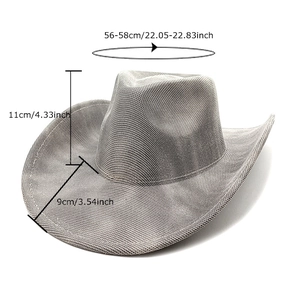 Chapeau de jazz gris avec dimensions: 56-58cm circonférence, 9cm bord et 11cm hauteur