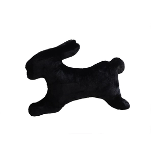 Cuscino di peluche a forma di coniglio nero minimalista con morbida finitura vellutata