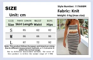 Guide des tailles pour l'ensemble en maille bohème avec bustier et jupe à franges