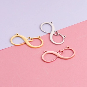 Infinity heart charms in gold silver and rose gold for DIY bracelet jewelry making