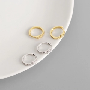 Minimalist S925 sterling silver hoop earrings with micro-set cubic zirconia stones