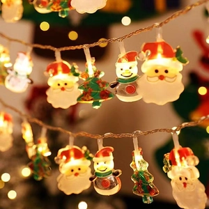 Christmas LED String Lights Santa Claus Snowman Tree Shape Warm White Battery USB Solar Powered Festive Decor