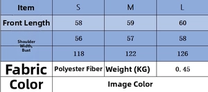 Size chart for women's chunky knit vest showing length, shoulder width, and bust dimensions