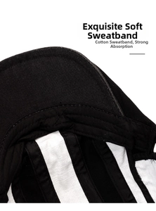 Detail view of cotton sweatband on striped beret hat with breathable absorbent material
