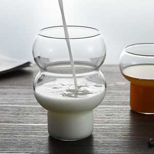Bicchiere in vetro a forma di zucca con design a doppia sfera per latte e caffè