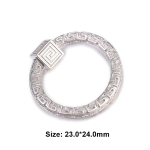 Silver Great Wall pattern pendant with zircon inlay for DIY accessories and bags