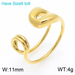 Modern gold twisted open ring with a polished chunky aesthetic for women