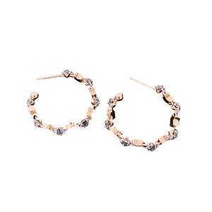 Elegant gold C-shaped star hoop earrings with sparkling cubic zirconia insets