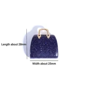 Mini handbag pendant made of blue sandstone and gold metal for DIY necklaces