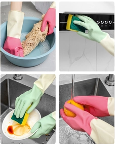Dual-color latex household gloves for washing dishes, laundry and kitchen cleaning tasks