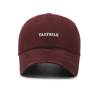 Classic burgundy cotton baseball cap featuring white TAOFEILE letter embroidery