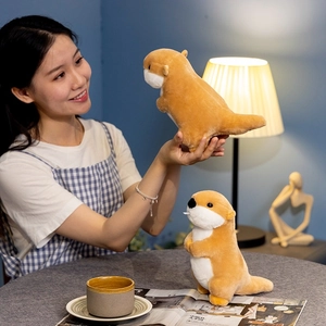 Cute plush sea otter stuffed animals in standing and lying poses for home decor