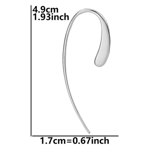 Size specifications of silver stainless steel earring showing height 4.9cm and width 1.7cm