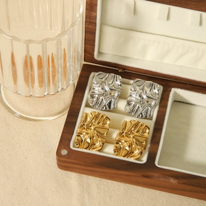 Geometric Wrinkled Texture Earrings 18K Gold Plated Stainless Steel For Women High End Fashion Jewelry
