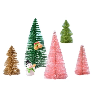 Mini Christmas tree set with colorful trees and a cute snowman for snow scenery decor