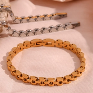 18K Gold Plated 316L Stainless Steel Watchband Chain Bracelet President Jubilee Link Fashion Minimalist Jewelry For Women
