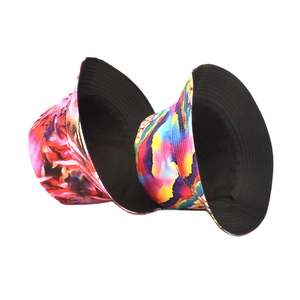 Colorful tie-dye bucket hat with black lining for men and women, sun protection style