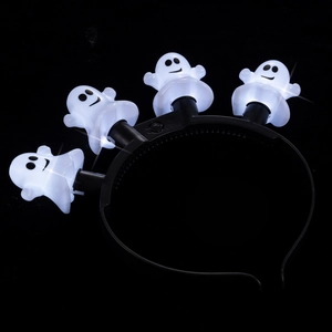 Detail of LED light-up ghost headband with five white ghosts for Halloween party fun