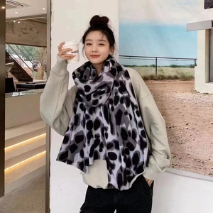 Leopard Animal Print Scarf For Women Winter Warm Large Shawl Soft Cashmere Like Texture Wrap Elegant Fashion Accessory