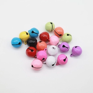 Colorful 14mm metal craft bells with shiny finish for DIY jewelry and pet collars