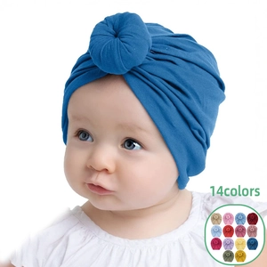 Baby Turban Hat Soft Polyester Knotted Donut Beanie For Toddler Newborn Infant Solid Color Photography Prop Headwear