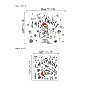 Removable PVC Christmas wall sticker with Santa and snowflakes for living room decor