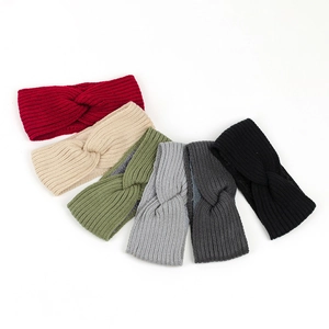 Set of six colorful fleece-lined knitted headbands for winter warmth and outdoor sports
