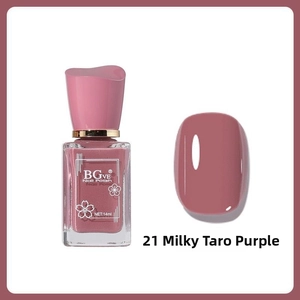 Detail of BGVE 14ml nail polish in 21 Taro Purple with smooth lacquer finish