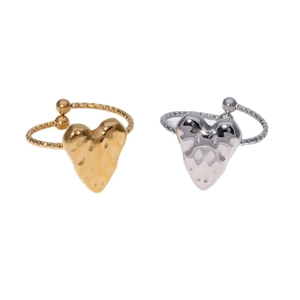 Anelli a cuore regolabili in acciaio inossidabile oro e argento con fascia a fune