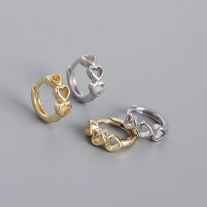 S925 Sterling Silber Herz Ohrringe Für Damen Minimalistische Dreifach Hohle Herz Huggie Ohrringe Süßer Eleganter Ohrschmuck