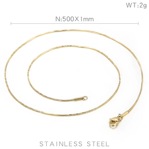 Detail view of 500x1mm golden stainless steel snake chain showing 2g weight and texture