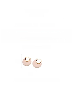 Detail showing 18k gold plated resin round earrings with dimensions and 9.7g weight info